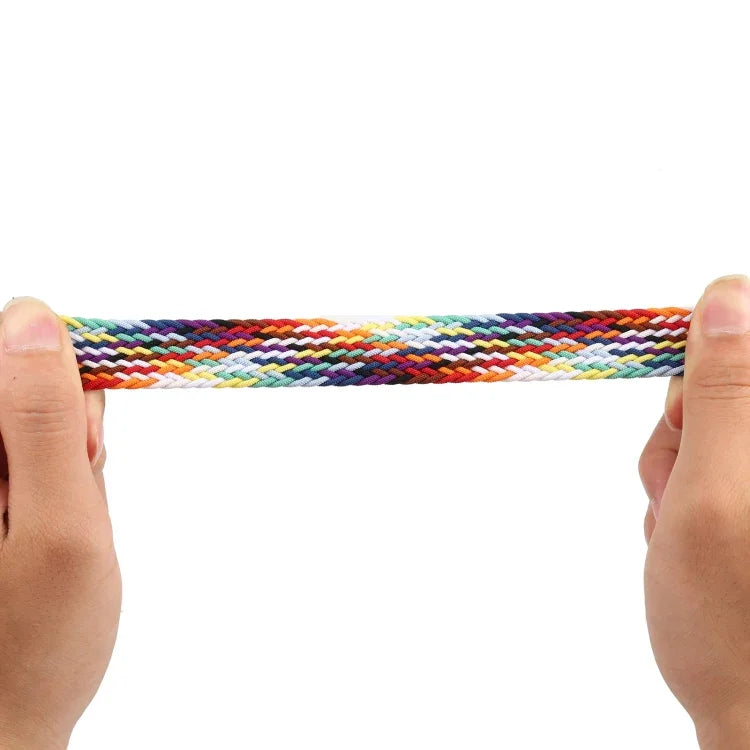 Rainbow Braided Single Loop Replacement Watchbands, Size: S 130mm For Apple Watch Series 6 & SE & 5 & 4 40mm / 3 & 2 & 1 38mm, S 130mm 40mm / 38mm