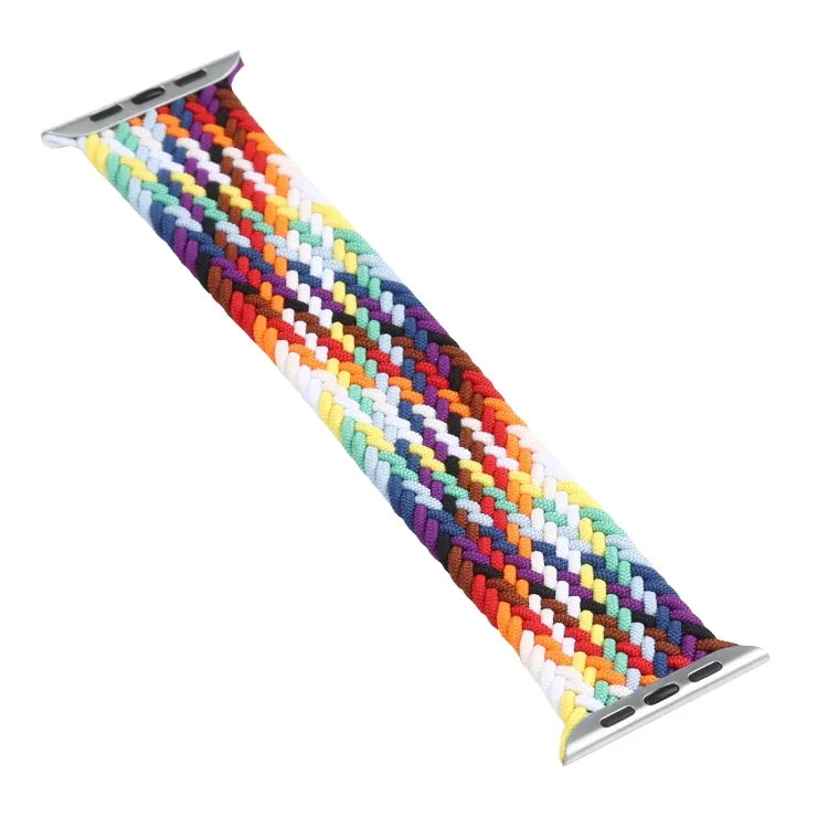 Rainbow Braided Single Loop Replacement Watchbands, Size: L 155mm For Apple Watch Series 6 & SE & 5 & 4 40mm / 3 & 2 & 1 38mm, L 155mm 40mm / 38mm