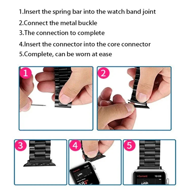 2 PCS Watchbands Stainless Steel Acoustic Ear Connector, Width: 24mm For Apple Watch Series 6 & SE & 5 & 4 44mm / 3 & 2 & 1 42mm, Width: 24mm For Apple Watch 44mm / 42mm