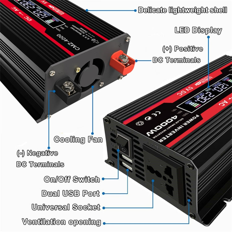 Zhizun 12V to 220V 4000W Car Power Inverter, 12V to 220V