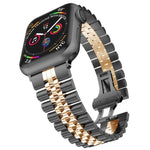 Five Beads Stainless Steel Replacement Watchbands For Apple Watch Series, 7 45mm / 6 & SE & 5 & 4 44mm / 3 & 2 & 1 42mm, 7 41mm / 6 & SE & 5 & 4 40mm / 3 & 2 & 1 38mm