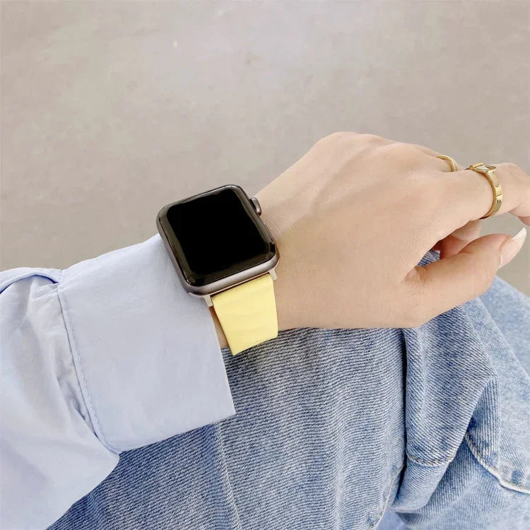 Modern Style Silicone Replacement Strap Watchband For Apple Watch Series 6 & SE & 5 & 4 40mm / 3 & 2 & 1 38mm, Black Buckle, Rose Gold Buckle, Silver Buckle
