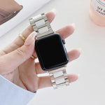 22mm Width Three Beads Ceramics Steel Replacement Strap Watchband For Apple Watch Series, 7 41mm / 6 & SE & 5 & 4 40mm / 3 & 2 & 1 38mm, 7 45mm / 6 & SE & 5 & 4 44mm / 3 & 2 & 1 42mm