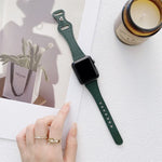 Small Waist 8-shape Reverse Buckle Leather Replacement Strap Watchband For Apple Watch Series, 7 41mm / 6 & SE & 5 & 4 40mm / 3 & 2 & 1 38mm, 7 45mm / 6 & SE & 5 & 4 44mm / 3 & 2 & 1 42mm