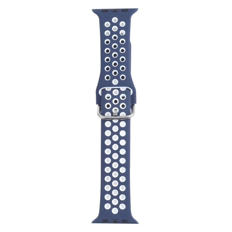 Metal Buckle Silicone Replacement Watchband For Apple Watch Series, 7 41mm / 6 & SE & 5 & 4 40mm / 3 & 2 & 1 38mm, 7 45mm / 6 & SE & 5 & 4 44mm / 3 & 2 & 1 42mm