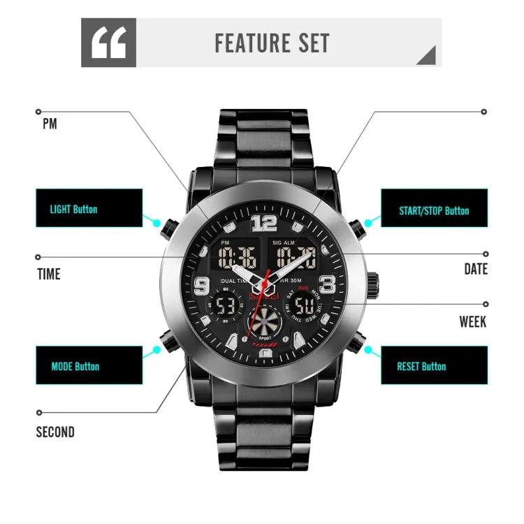 SKMEI 1642 Three-time Display Luminous Electronic Watch, Support Alarm Clock