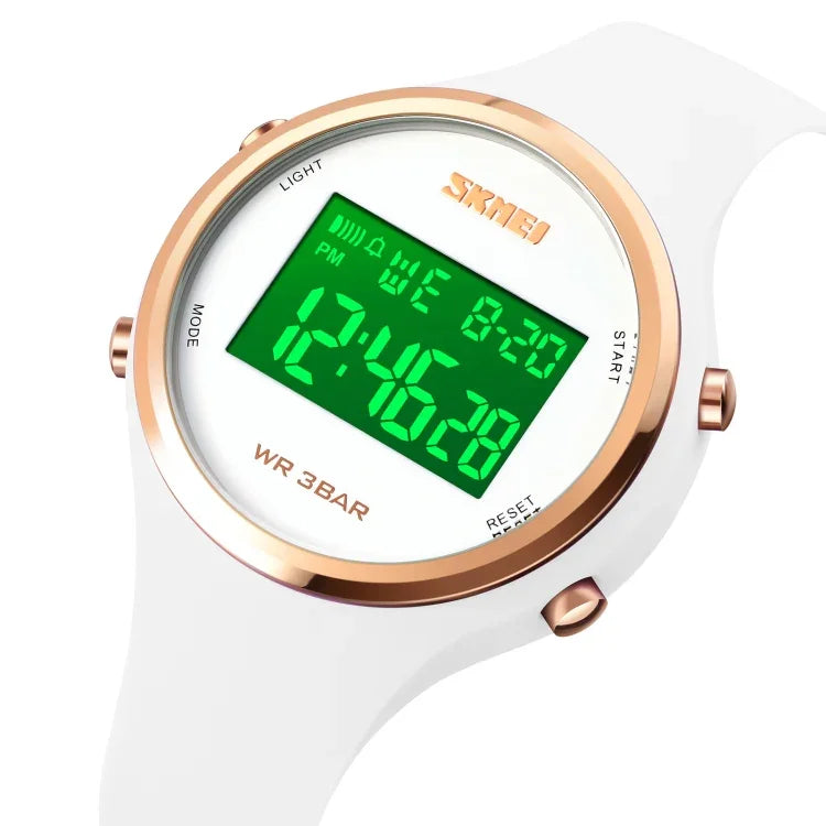 SKMEI 1720 Round Dial LED Digital Display Luminous Silicone Strap Electronic Watch