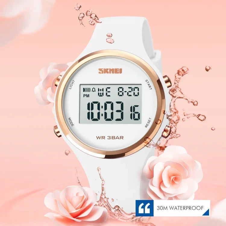 SKMEI 1720 Round Dial LED Digital Display Luminous Silicone Strap Electronic Watch