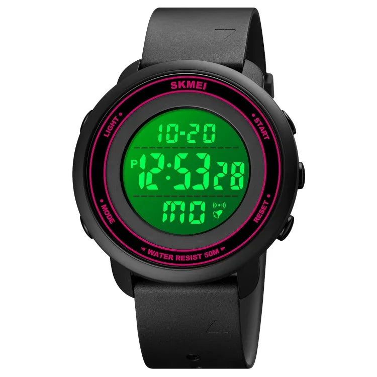 SKMEI 1736 Triplicate Round Dial Timing LED Digital Display Luminous Electronic Watch
