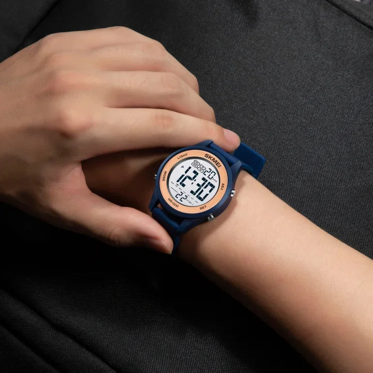 SKMEI 1758 Multifunctional LED Digital Display Luminous Silicone Strap Electronic Watch