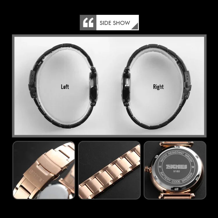 SKMEI 9180 Starry Sky Dial Stainless Steel Strap Quartz Watch for Ladies