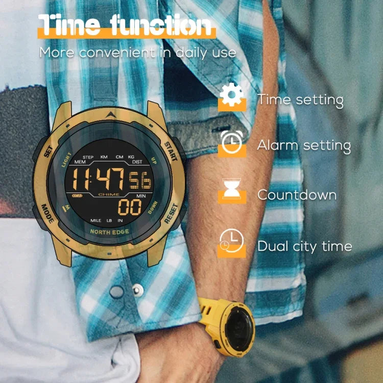 NORTH EDGE Mars Men Luminous Digital Waterproof Smart Sports Watch, Support Alarm Clock & Countdown & Sports Mode