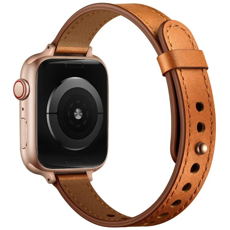 14mm Couple Style Leather Replacement Strap Watchband For Apple Watch Series, 7 41mm / 6 & SE & 5 & 4 40mm / 3 & 2 & 1 38mm, 7 45mm / 6 & SE & 5 & 4 44mm / 3 & 2 & 1 42mm