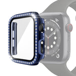 Electroplating PC Single Row Diamond Protective Case with Tempered Glass Film For Apple Watch Series, For Apple Watch Series 6 / 5 / 4 / Watch SE 40mm, For Apple Watch Series 6 / 5 / 4 / Watch SE 44mm