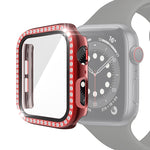 Electroplating PC Single Row Diamond Protective Case with Tempered Glass Film For Apple Watch Series, For Apple Watch Series 6 / 5 / 4 / Watch SE 40mm, For Apple Watch Series 6 / 5 / 4 / Watch SE 44mm
