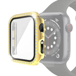 Electroplating PC Single Row Diamond Protective Case with Tempered Glass Film For Apple Watch Series, 3 & 2 & 1 38mm, 3 & 2 & 1 42mm