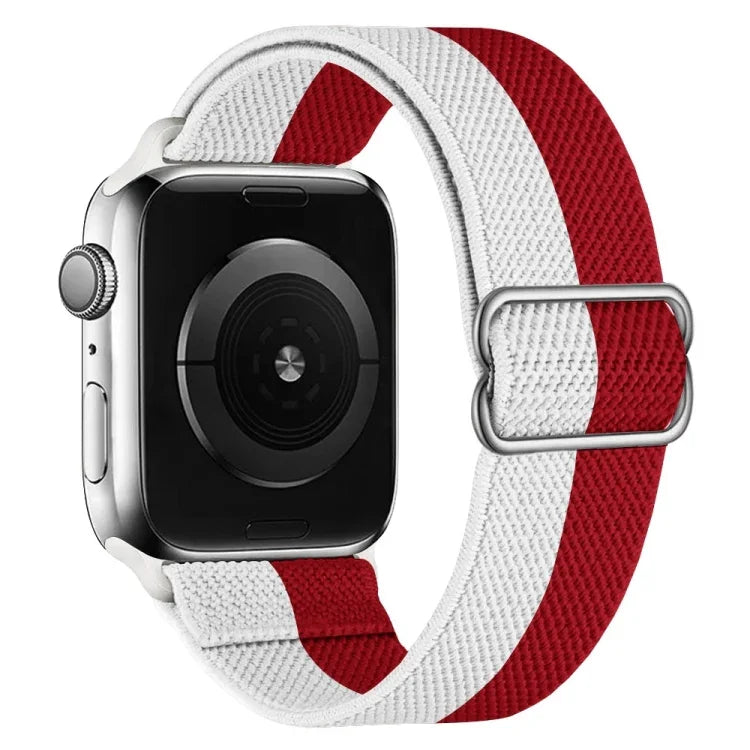 High Elastic Nylon Replacement Watchband For Apple Watch Series, 7 41mm / 6 & SE & 5 & 4 40mm / 3 & 2 & 1 38mm, 7 45mm / 6 & SE & 5 & 4 44mm / 3 & 2 & 1 42mm