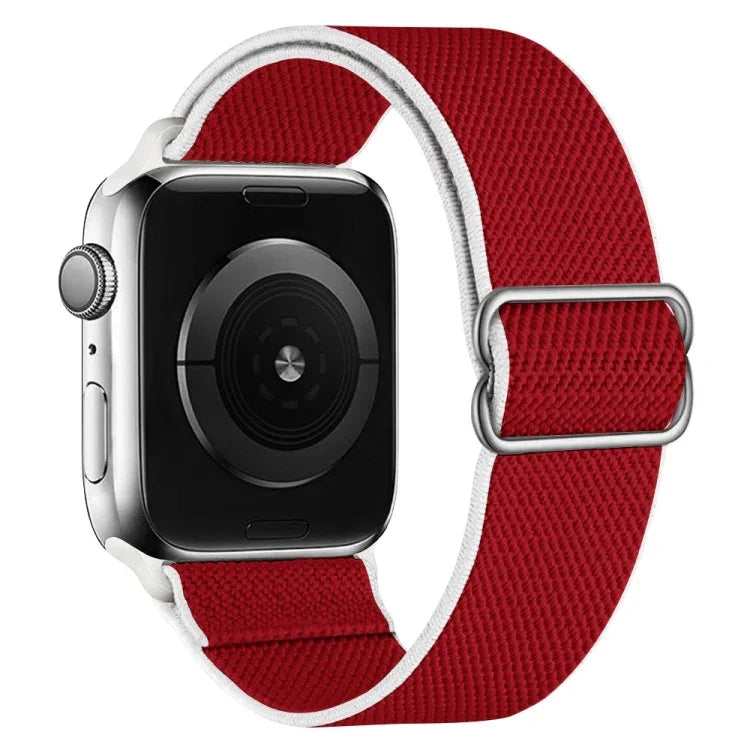 High Elastic Nylon Replacement Watchband For Apple Watch Series, 7 41mm / 6 & SE & 5 & 4 40mm / 3 & 2 & 1 38mm, 7 45mm / 6 & SE & 5 & 4 44mm / 3 & 2 & 1 42mm