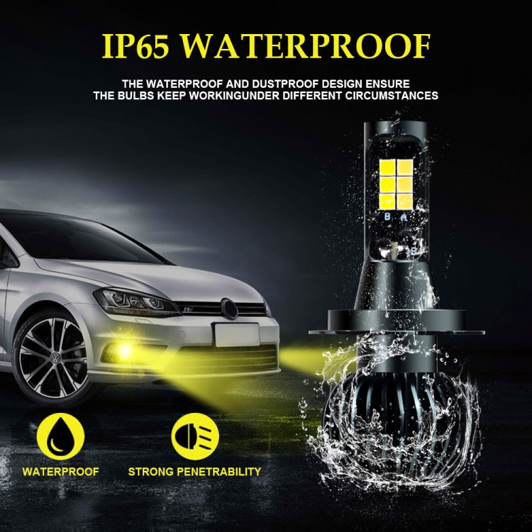 DC9-32V / 3000LM / 30W / 6000K+3000K IP65 Car LED Double Color Fog Light with 12LEDs CSP Lamp Beads, 2 PCS EV15 H7