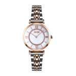 SKMEI 9198 Simple Roman Numeral Dial Metal Belt Quartz Watch for Couples
