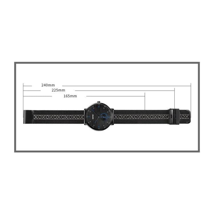 SKMEI 9218 Men Horizontal Striped Arabic Numeral Dial Mesh Belt Quartz Watch