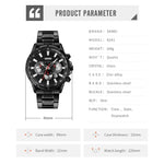 SKMEI 9241 Men Calendar Stopwatch Stainless Steel Strap Quartz Watch