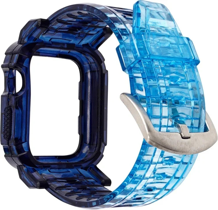 Gradient TPU Integrated Case Strap For Apple Watch Series 9 / 8 / 7 45mm / 6 / 5 / 4 / Watch SE 44mm / Watch 42mm, For Apple Watch Series 9 / 8 / 7 45mm / 6 / 5 / 4 / Watch SE 44mm / Watch 42mm