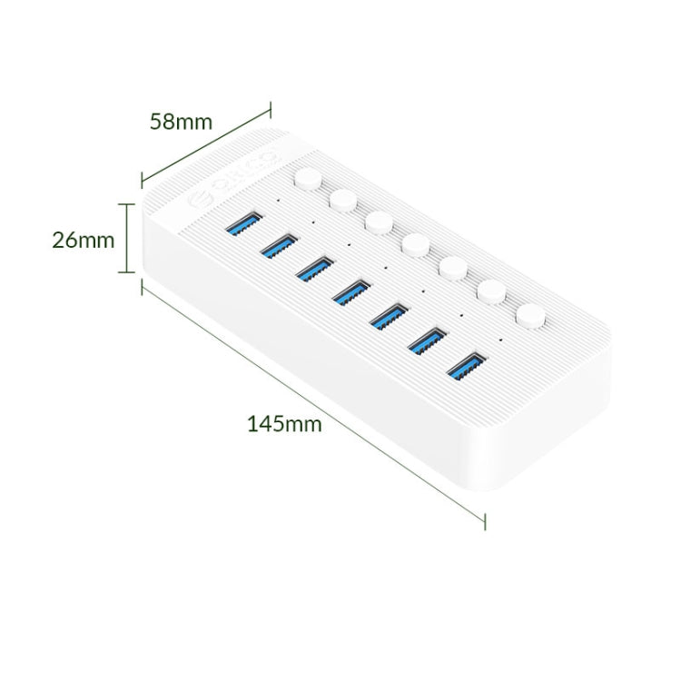 ORICO CT2U3-7AB-WH 7 In 1 Plastic Stripes Multi-Port USB HUB with Individual Switches,, CT2U3-7AB-WH UK Plug, CT2U3-7AB-BK EU Plug, CT2U3-7AB-WH EU Plug, CT2U3-7AB-BK AU Plug, CT2U3-7AB-WH AU Plug, CT2U3-7AB-BK UK Plug