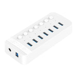 ORICO CT2U3-7AB-WH 7 In 1 Plastic Stripes Multi-Port USB HUB with Individual Switches,, CT2U3-7AB-WH UK Plug, CT2U3-7AB-BK EU Plug, CT2U3-7AB-WH EU Plug, CT2U3-7AB-BK AU Plug, CT2U3-7AB-WH AU Plug, CT2U3-7AB-BK UK Plug