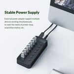 ORICO CT2U3-7AB-WH 7 In 1 Plastic Stripes Multi-Port USB HUB with Individual Switches,, CT2U3-7AB-WH UK Plug, CT2U3-7AB-BK EU Plug, CT2U3-7AB-WH EU Plug, CT2U3-7AB-BK AU Plug, CT2U3-7AB-WH AU Plug, CT2U3-7AB-BK UK Plug