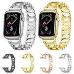C-type Diamond Steel Replacement Strap Watchband For Apple Watch Series, 7 41mm / 6 & SE & 5 & 4 40mm / 3 & 2 & 1 38mm, 7 45mm / 6 & SE & 5 & 4 44mm / 3 & 2 & 1 42mm