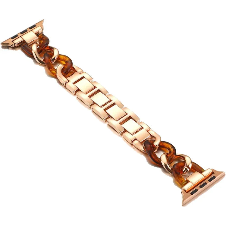 Cowboy Chain + Resin Metal Replacement Strap Watchband For Apple Watch Series, 7 41mm / 6 & SE & 5 & 4 40mm / 3 & 2 & 1 38mm, 7 45mm / 6 & SE & 5 & 4 44mm / 3 & 2 & 1 42mm
