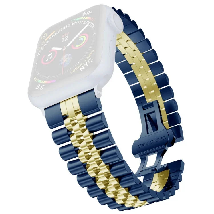 Women Five Beads Stainless Steel Replacement Watchband Width: 20mm  For Apple Watch Series, 7 45mm / 6 & SE & 5 & 4 44mm / 3 & 2 & 1 42mm, 7 41mm / 6 & SE & 5 & 4 40mm / 3 & 2 & 1 38mm