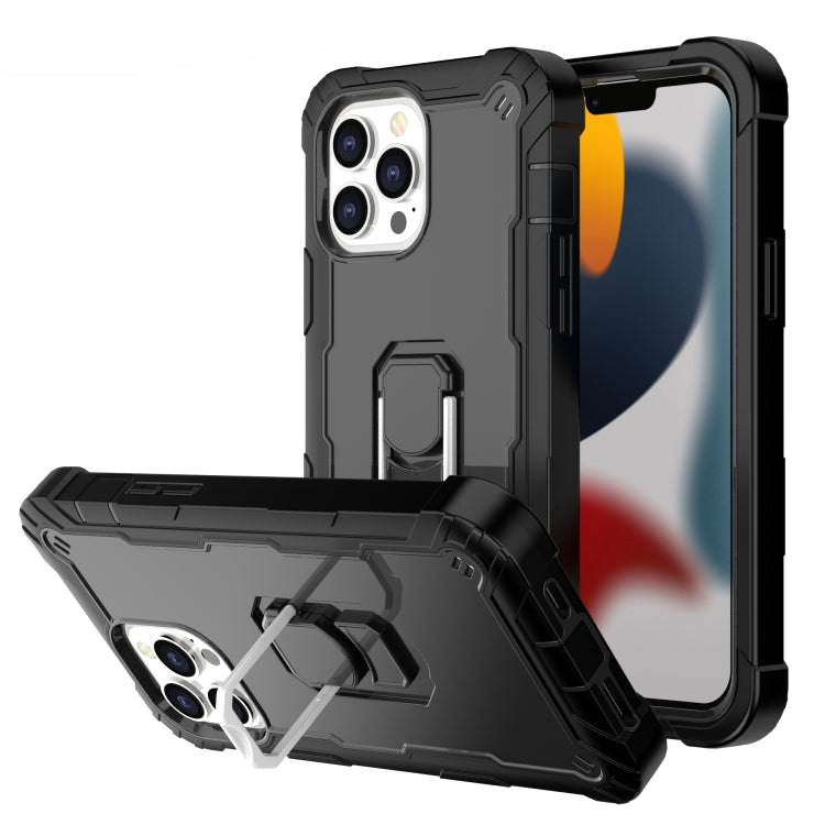 PC + Rubber 3-layers Shockproof Protective Case with Rotating Holder, For iPhone 13 mini, For iPhone 13, For iPhone 13 Pro, For iPhone 13 Pro Max