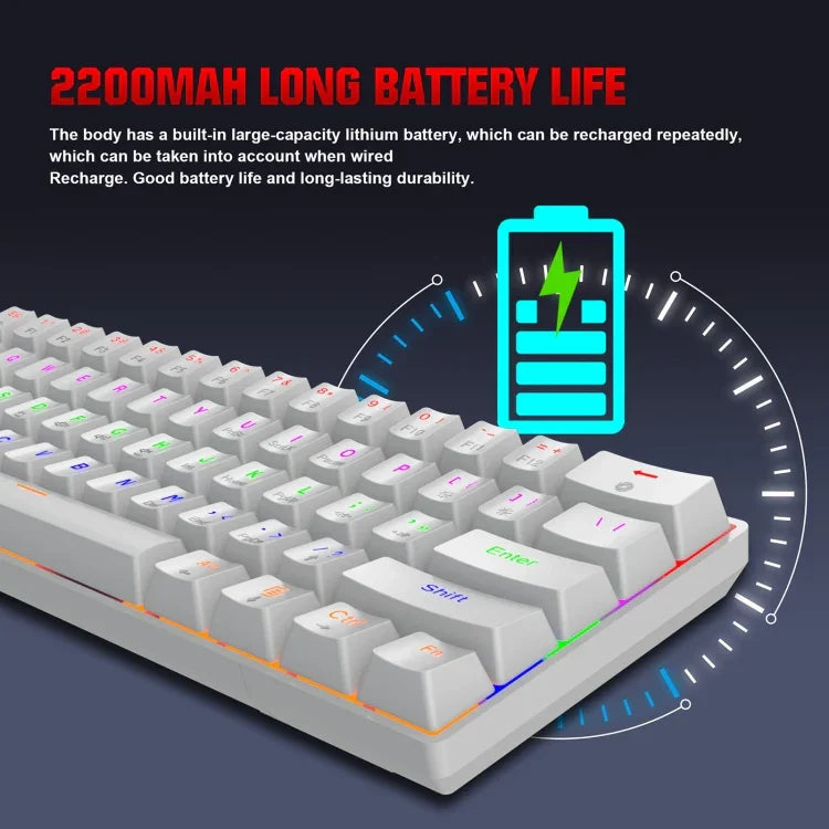 HXSJ L800 61 Keys Bluetooth 5.0 / 2.4G Wireless / Type-C Wired Three Modes Blue Shaft Mechanical Keyboard