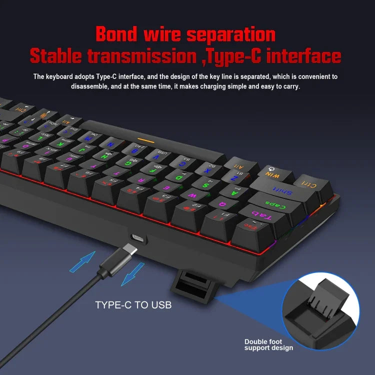 HXSJ L800 61 Keys Bluetooth 5.0 / 2.4G Wireless / Type-C Wired Three Modes Blue Shaft Mechanical Keyboard