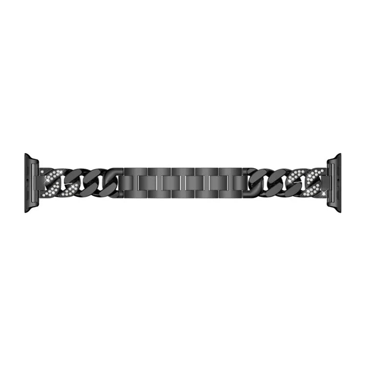 Single Row Denim Diamond Alloy Watchband, For Apple Watch Series 8&7 41mm / SE 2&6&SE&5&4 40mm / 3&2&1 38mm, For Apple Watch Series 8&7 45mm / SE 2&6&SE&5&4 44mm / 3&2&1 42mm