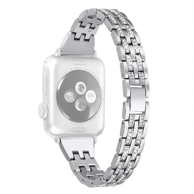Double Row Diamond Alloy Watchband, For Apple Watch Series 7 41mm / 6 & SE & 5 & 4 40mm / 3 & 2 & 1 38mm