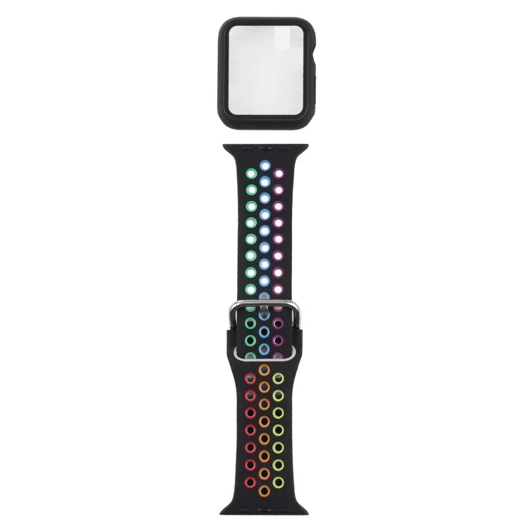 Silicone Replacement Strap Watchband + Protective Case with Screen Protector Set For Apple Watch Series, 3 & 2 & 1 42mm, For Apple Watch Series 6 / 5 / 4 / Watch SE 44mm