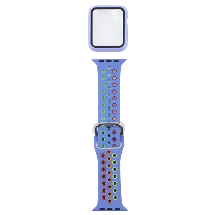 Silicone Replacement Strap Watchband + Protective Case with Screen Protector Set For Apple Watch Series, 3 & 2 & 1 42mm, For Apple Watch Series 6 / 5 / 4 / Watch SE 44mm