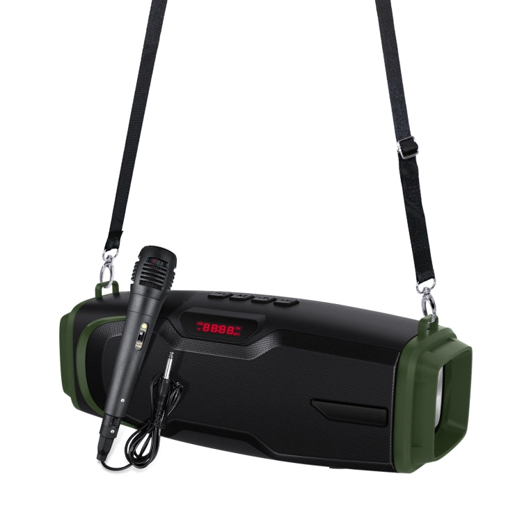 New Rixing NR-6012M Bluetooth 5.0 Portable Outdoor Karaoke Wireless Bluetooth Speaker with Microphone & Shoulder Strap, NR-6012M(Blue), NR-6012M(Green), NR-6012M(Black), NR-6012M(Red)