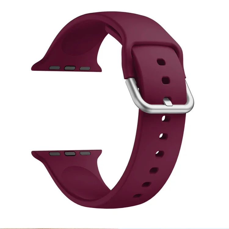 Single-color Silicone Buckle Replacement Strap Watchband For Apple Watch Series, 7 41mm / 6 & SE & 5 & 4 40mm / 3 & 2 & 1 38mm, 7 45mm / 6 & SE & 5 & 4 44mm / 3 & 2 & 1 42mm