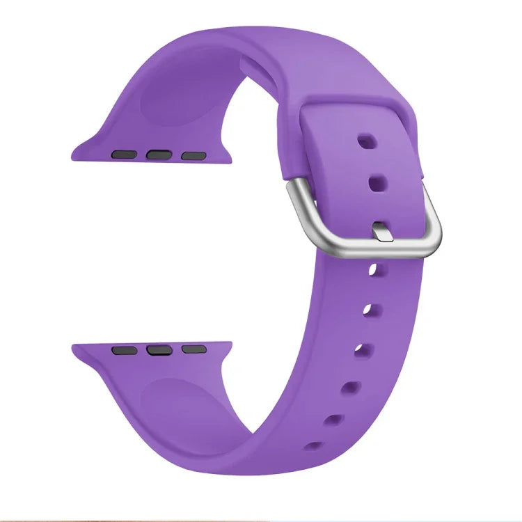 Single-color Silicone Buckle Replacement Strap Watchband For Apple Watch Series, 7 41mm / 6 & SE & 5 & 4 40mm / 3 & 2 & 1 38mm, 7 45mm / 6 & SE & 5 & 4 44mm / 3 & 2 & 1 42mm