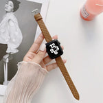Checkered Leather Replacement Strap Watchband For Apple Watch Series, 7 41mm/6&SE&5&4 40mm/3&2&1 38mm, 7 45mm/6&SE&5&4 44mm/3&2&1 42mm