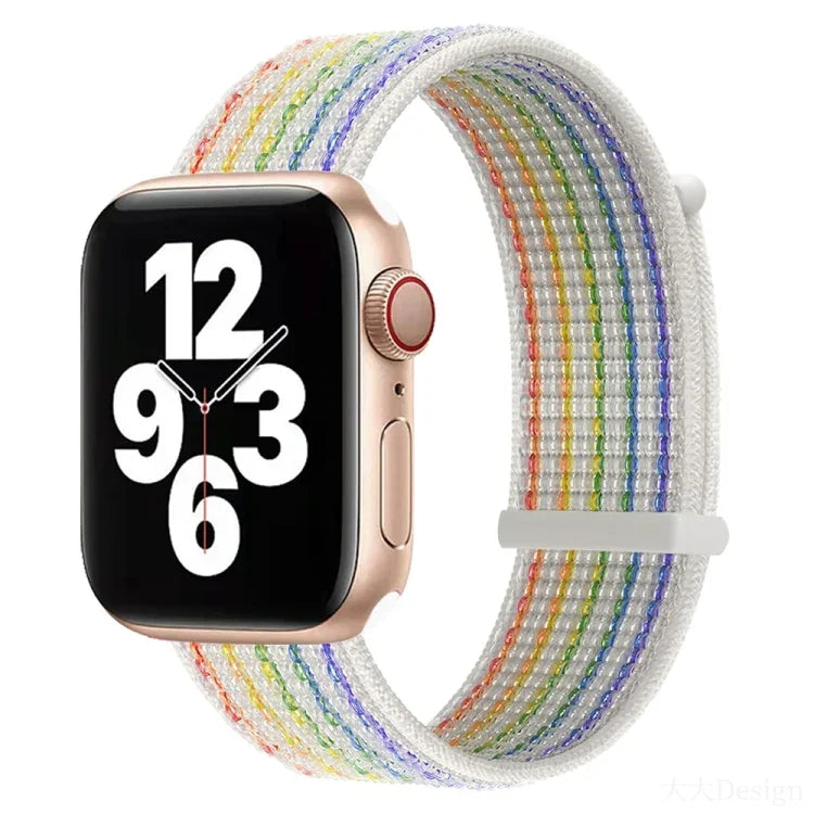 Hook and Loop Fastener Dual Section Replacement Watchband For Apple Watch Series, 7 41mm / 6&SE&5&4 40mm / 3&2&1 38mm, 7 45mm / 6&SE&5&4 44mm / 3&2&1 42mm