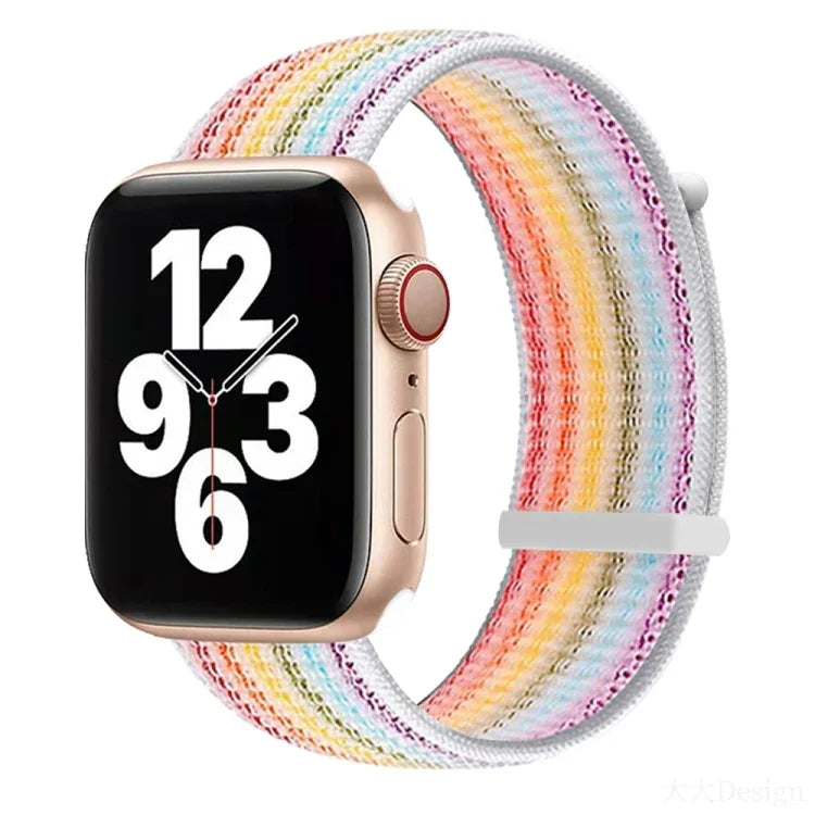 Hook and Loop Fastener Dual Section Replacement Watchband For Apple Watch Series, 7 41mm / 6&SE&5&4 40mm / 3&2&1 38mm, 7 45mm / 6&SE&5&4 44mm / 3&2&1 42mm