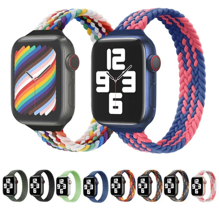 Small Waist Single Loop Nylon Braid Replacement Watchband For Apple Watch Series 7 41mm / 6&SE&5&4 40mm / 3&2&1 38mm, S 135mm, M 145mm, L 155mm