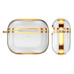 Electroplating Frame + Transparent TPU Earphone Protective Case with Hook, For AirPods 3