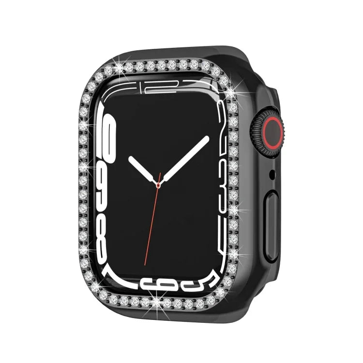 Electroplating PC Single Row Diamond Protective Case For Apple Watch Series, For Apple Watch Series 9 / 8 / 7 41mm, For Apple Watch Series 9 / 8 / 7 45mm