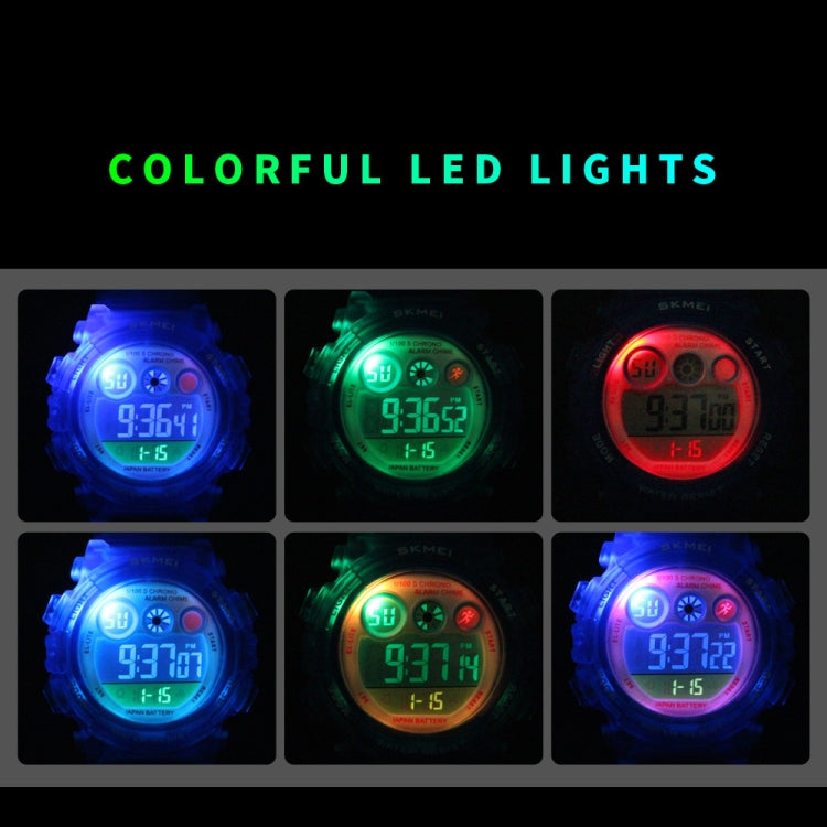 SKMEI 1451 LED Digital Stopwatch Chronograph Luminous Children Sports Electronic Watch, 1451(Yellow Shell Blue Circle), 1451(Black Shell Blue Circle), 1451(Transparent Pink Blue), 1451(Transparent Purple), 1451(Transparent Sky Blue)                    ...